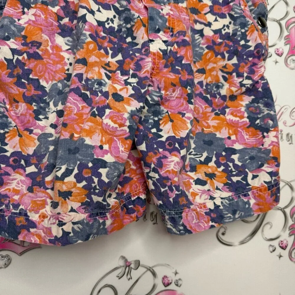 Alley cats overalls kids vintage floral flowers 💐 purple orange blue pink white